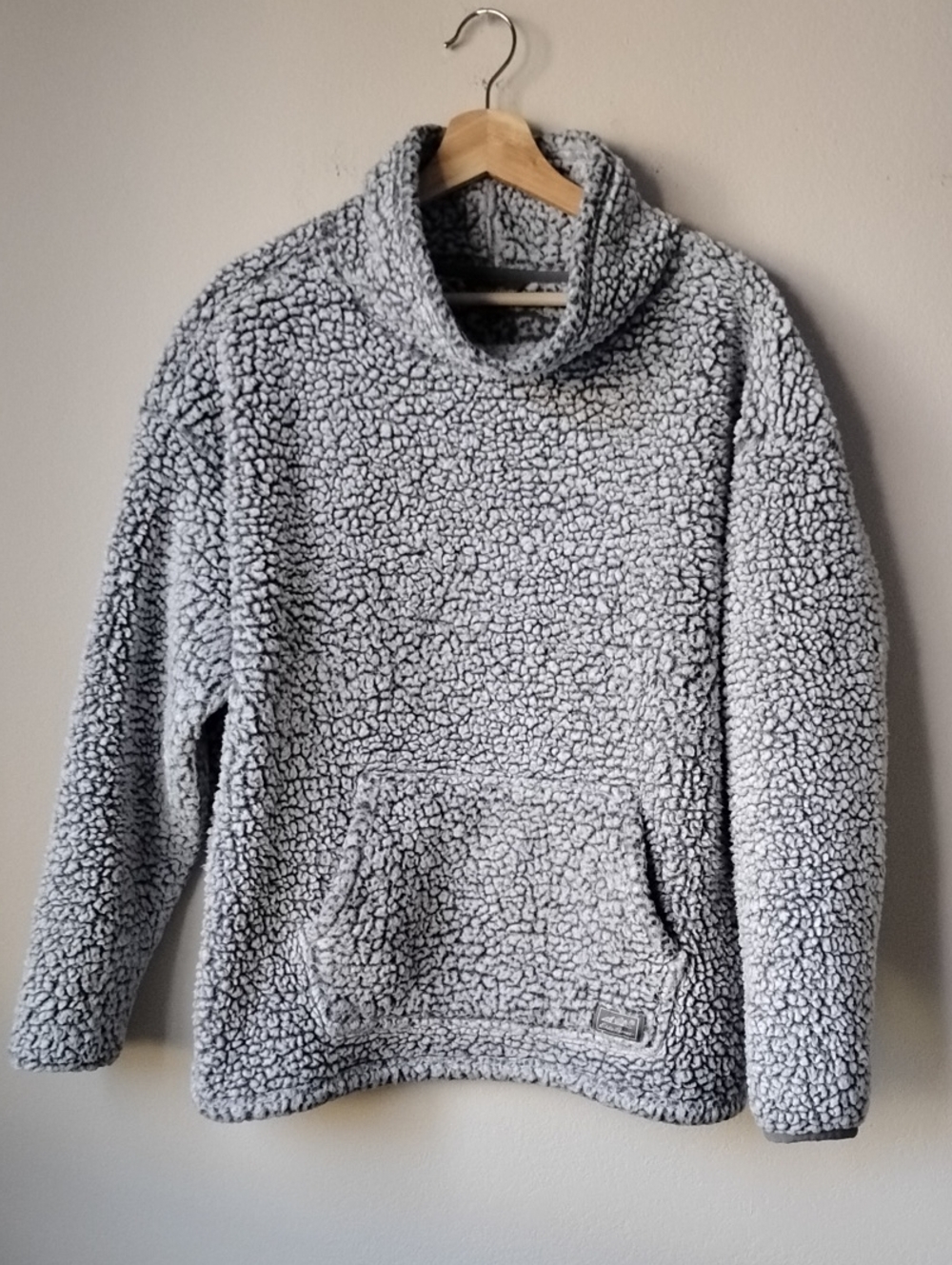 Eddie Bauer Light Gray Sherpa Turtleneck Pullover